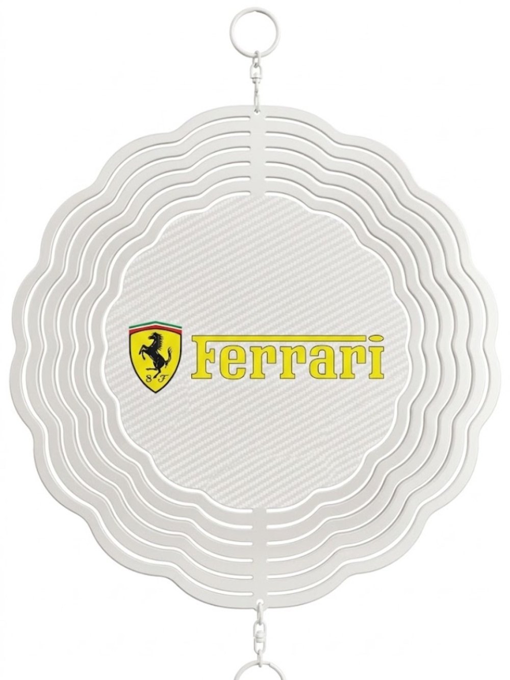 10" Ferrari Logo Kinetic Wind Spinner - Yellow Metal Hanging Yard Decor